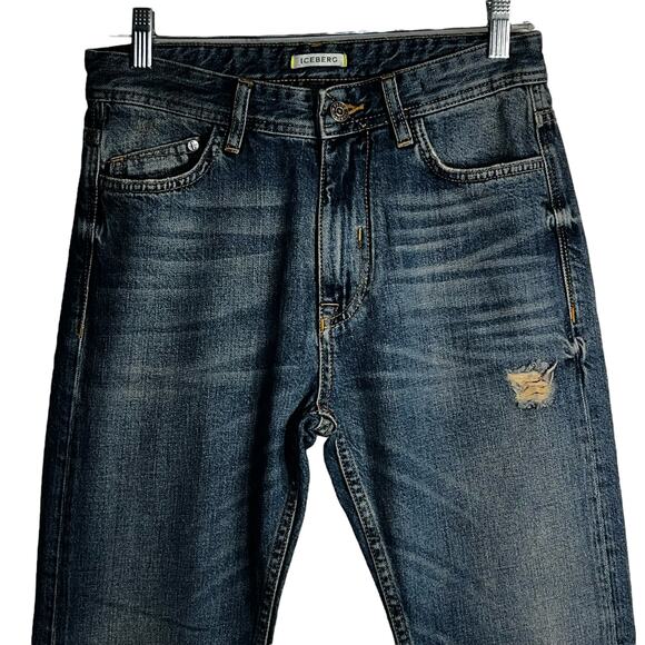 Iceberg Women’s Jeans Size 30 Distressed Slim Fit Mid Rise Blue Denim - Picture 2 of 10